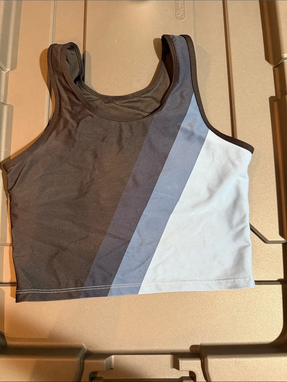 Zyia Colorblock Racerback Sports Bra - Black & Light Blue